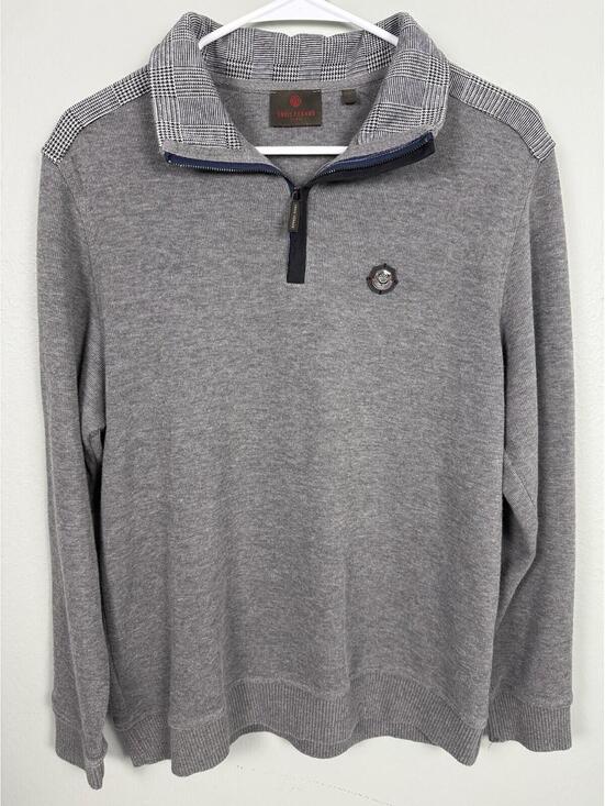 Louis Feraud Other - Louis Feraud Paris Men's Gray 1/4 Zip Sweater Glen Plaid Collar Size M‎